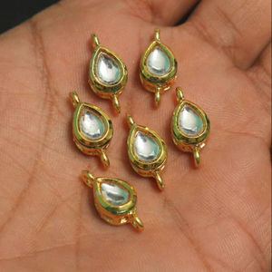 Perles en gros Beadsnfashion JKK, alliage doré de luxe, Meenakri Kundan, 10-15 mm, formes assorties, connecteurs de bijoux pour femmes, sac à fermeture éclair - Product Image 1