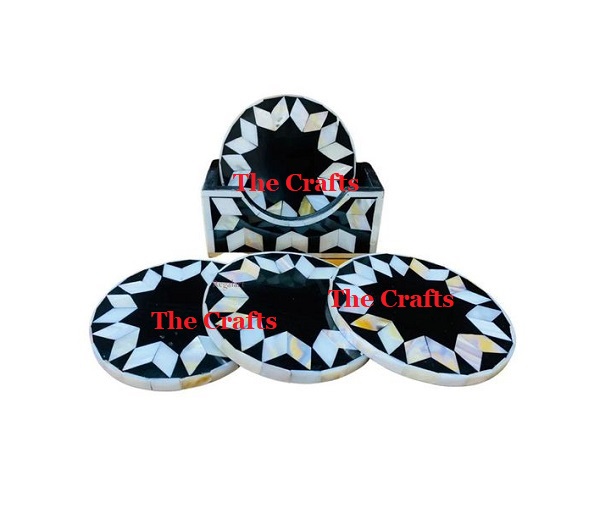Set 4 Sottobicchieri Celestiali A Forma Di Planchette – Nero E Oro Con Supporto