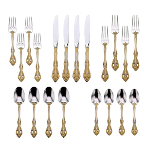 Nhà máy chất lượng cao vàng Ware 5 cái bữa ăn tối dao muỗng nĩa nhân đôi thép đánh bóng <span class=keywords><strong>Flatware</strong></span> thép không gỉ thiết lập dao kéo - Product Image 5