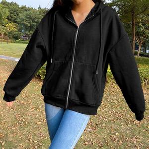 Sudadera elegante de manga larga con cremallera y cordón para mujer, sudadera con capucha de Color sólido, bordado 3D, viaje informal para invierno - Product Image 5