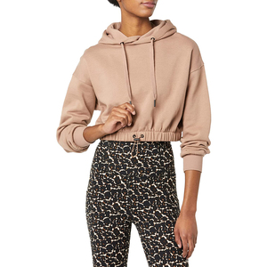 Latest Fashion <b>Winter</b> Woven 100% Cotton Long Sleeve Crop <b>Top</b> Hoodie <b>Women</b> Front Customize Logo Printed Hoodies for Sale - Product Image 1