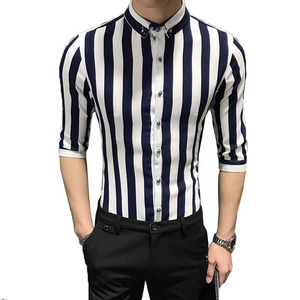 Chemises habillées pour hommes Chemise décontractée à boucle et revers Chemise club à manches longues à imprimé écossais pour hommes - Product Image 1