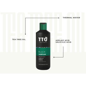 Champú TTO Thermal Black para cabello y cuerpo 500ml, champú limpiador con ácido salicílico y aceite de árbol de té para cuero cabelludo graso y caspa. - Product Image 1