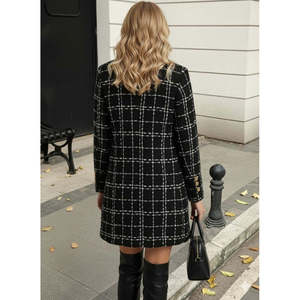 Chaqueta tejida con botones y cuello de manga larga para mujer de Jane's 29341-Negro - Product Image 2