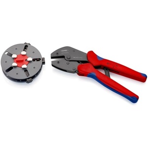 Alicates de crimpado multiusos KNIPEX de 250 mm de longitud con 3 matrices intercambiables para gestión de cables y accesorios - Product Image 1