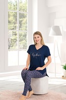 Ensemble de pyjama décontracté d'été en viscose pour femme, qualité turque, motif à pois, doux, respirant, manches longues, short, longueur genou, vêtements de nuit