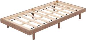 Estructura de cama de plataforma flotante de diseño moderno Tamaño doble en color nogal Cama individual de estilo simple Camas de madera de fácil montaje - Product Image 6