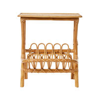 Meilleures ventes : Table d'appoint en rotin au design moderne, multi-usages, avec porte-revues, hauteur réglable, mobilier de salon, origine Vietnam