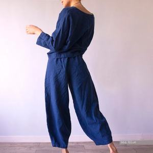 Pantalones de mujer de lino grandes y altos de lino lavados a la piedra hechos a mano para pantalones y pantalones modestos de mujer y Niña - Product Image 3