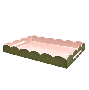 Grand plateau à pétoncles laqué bicolore décoratif ottoman plateau de service pour table basse maison hôtel restaurant utilisation - Product Image 1