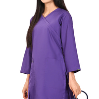 Robe d'infirmière de qualité supérieure, blanche, infroissable, en coton et polyester respirant, à manches courtes, avec jupe, pour hôpital