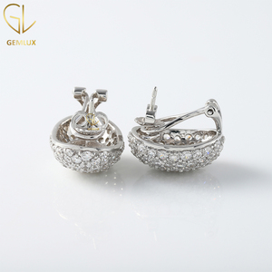 New Design High Quality Screw Back Round Lab Grown Dome Style Vintage Cluster Engagement Earrings For Women - Product Image 4
