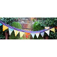 Guirnalda Grande de Banderines Multicolor Hechos a Mano con 19 Banderas de Sari Indio Vintage Reciclado para Decoración de Fiestas en Casa de Diwali, Mango Gifts