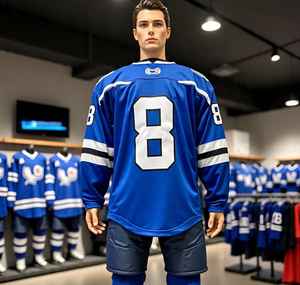 Jersey de Hockey sobre hielo personalizado con logotipo bordado por sublimación de poliéster 100% cosido superior de alta calidad, ropa transpirable - Product Image 4