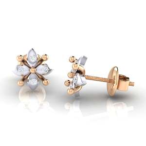 ต่างหูแบบติดหู ลายดอกไม้ ชุบทองคำแท้ 18K ได้รับการรับรองจาก GIA ประดับเพชรแท้ สไตล์วินเทจ สีโรสโกลด์ ไวท์โกลด์ และเยลโลว์โกลด์ พร้อมใบรับรอง 8 ชิ้น น้ำหนัก 0.07 กะรัต - Product Image 2