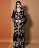 AWAIS HOUSE Caftan Abaya Hijab de soirée arabe pour adultes, style Dubaï marocain, grande taille, léger, à manches longues, ethnique, perlé et riche, pour Ramadan
