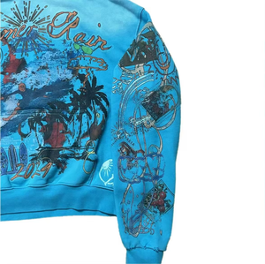 Sweat à capuche imprimé graphique personnalisé Basics Streetwear DTG Pullover lavé à l'acide Oversize Baggy Sweat à capuche court zippé 2025 - Product Image 4