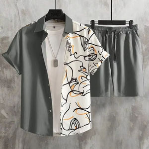 Conjunto de Camiseta y Pantalones Cortos para Hombre, Premium, Casual, Transpirable, Mezcla de Poliéster/Algodón, con Colores y Logotipo Personalizables - Product Image 1