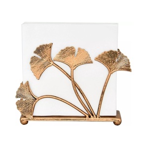 Porte-serviettes en métal avec feuille de ginkgo doré, décoration moderne de la maison, ornement de table - Product Image 3