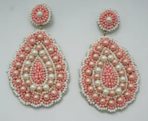 印度时尚手工串珠首饰2024流行手工刺绣吊坠耳环出口商为女性和女孩