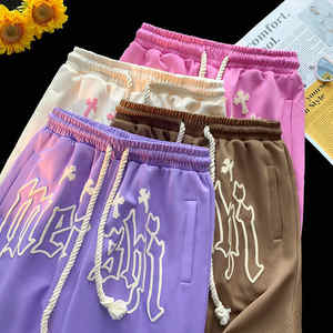 Hip Hop Pantalones cortos de verano Estilo de los hombres Casual Marca de moda Ins Loose Puff Letter Print Pantalones rectos Pantalones cortos de playa - Product Image 4