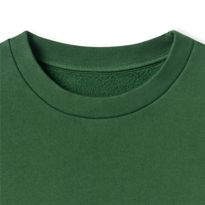 Sweat-shirt vert à col ras du cou avec logo personnalisé, détails rapprochés, en molleton épais, pull vierge, col côtelé, hauts de survêtement premium - Product Image 1