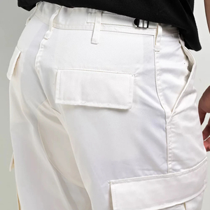 100% Cotton Canvas Mid Waist High Street Plain Dyed Colored Men's Casual Golf Pants Breathable Loose Fit <b>Drawstring</b> <b>Trousers</b> - Product Image 5