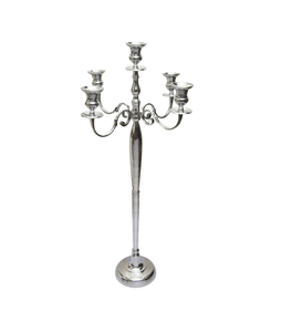 Christmas Decorative Candle Holder With Shiny Silver Polished Plain Design 5 Arms Candelabra <b>for</b> <b>Sale</b> - Product Image 3