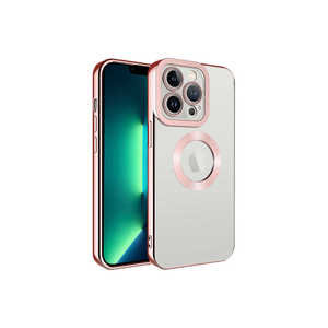 Étui en silicone antichoc MSRA Omega en or rose de qualité supérieure pour iPhone 14 Pro, coque en silicone souple avec découpe du logo, style élégant 'Ins' - Product Image 1