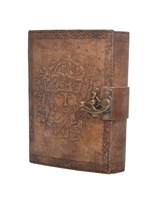 Carnet à couverture rigide en cuir gaufré motif homme vert avec fermoir en laiton, journal intime, cadeau, carnet en cuir gaufré couleur charbon