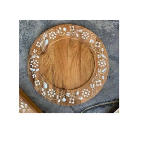 Bandeja de servicio de madera para chocolate incrustada, fabricación para forma redonda y aspecto, pieza de diseño y artesanía natural - Product Image 1