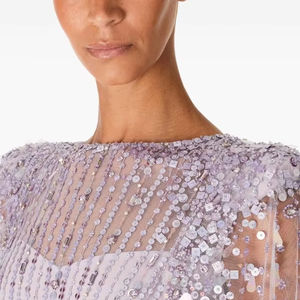 เดรสแม็กซี่แขนยาวคอกลมทรงเอที่สง่างามสำหรับงานแต่งงานงานพรอมงานเลี้ยงตอนเย็นกันไฟฟ้าสถิตย์ระบายอากาศได้ - Product Image 1