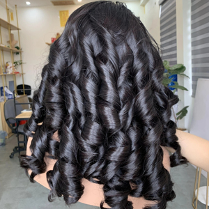 Extensiones de cabello humano Remy virgen vietnamita con textura hinchable mágica al por mayor, estilos de rizos, paquetes de malla única de encaje HD, materia prima - Product Image 1