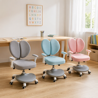 Chaise d'étude pour enfants à dossier double, réglable en hauteur, pivotante, avec repose-pieds, pour la maison, l'école, la chambre des étudiants