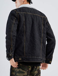 Veste en jean pour hommes en gros, logo personnalisé, style streetwear, lavage vintage, OEM/ODM disponible, vestes en jean pour hommes - Product Image 3