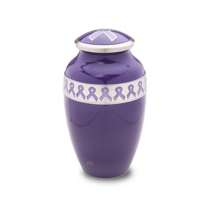 Urne funéraire artisanale en métal bleu, urne commémorative en laiton de luxe avec bordure dorée pour les cendres humaines, fournisseur en gros OEM pour adultes. - Product Image 6