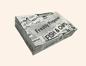 Boîte d'emballage biodégradable pour poisson et frites à emporter, personnalisée, en papier alimentaire - Product Image 1