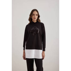 Blusa Holgada de Seda y Lino para Mujer, con Bordado y Encaje, Cuello Asimétrico, Diseño a Cuadros y Rayas - Product Image 1
