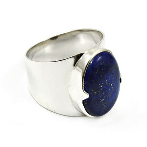 Amazing Natural Blue Lapis Lazuli Gemstone 925 Bague en argent massif fait à la main bijoux personnalisés prix de gros fabricant de l'Inde - Product Image 1