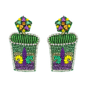 Boucles d'oreilles vintage pour femmes, style festival traditionnel, broderie perlée détaillée, en acier inoxydable 100%, artistiques - Product Image 5