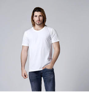 Vente en gros pas cher de haute qualité 180g pour hommes 65% coton 35% polyester T-shirt blanc uni pour hommes - Product Image 1