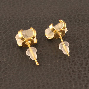 Daily wear uncut raw <b>crystal</b> quartz ear post rubber back <b>stud</b> <b>earring</b> brass 18k gold plated wholesale jewelry <b>stud</b> gift for her - Product Image 5