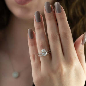 925 Silver Elegant and Unique Oval Cut <b>Moissanite</b> Engagement <b>Ring</b> with Hidden Halo Stylish Wedding Jewelry - Product Image 2
