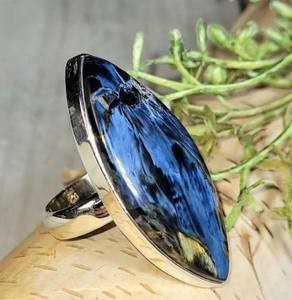 Impressionnant qualité 10x14mm Pietersite poire forme gemme lunette ensemble 925 argent Sterling mince bande anneau taille américaine 6-18 pour mariage - Product Image 4