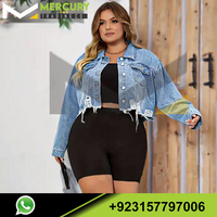 Femmes grande taille décontracté Denim veste femmes respirant brut garniture à manches longues boutonné revers col culture Denim veste
