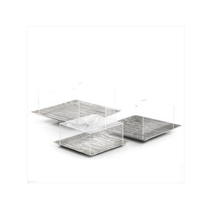 Lot de 2 plateaux à chocolat carrés en métal et acrylique pour ustensiles de cuisine de restaurant - Product Image 5