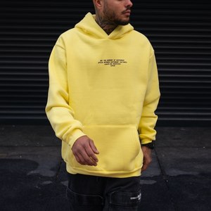Sweat à capuche en coton imprimé bouffant jaune de haute qualité pull thermique Streetwear pour hommes sweats à capuche en polaire grande taille - Product Image 5