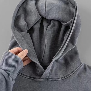Top qualité poids lourd 100% coton Flecce hommes à capuche acide lavage impression pull personnalisé en gros à capuche pour la saison d'automne - Product Image 4