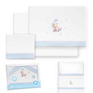 Juego de Ropa de Cama Modelo Oso-Luna de 3 Piezas para Cuna, Sábanas de Bebé 100% Algodón en Franela con Patrón de Personajes Tejidos - Product Image 1