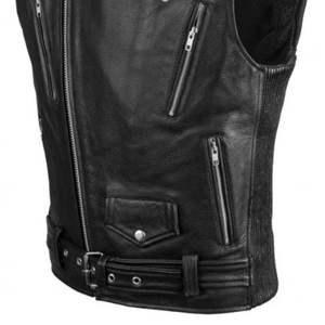 Chaleco de motorista marrón de piel de vaca Vintage auténtica para hombre 2025, superventas, ropa deportiva de cuero sin mangas para motocicleta para verano e invierno - Product Image 4